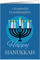 For Granddaughter Hanukkah Menorah on Dark Blue card