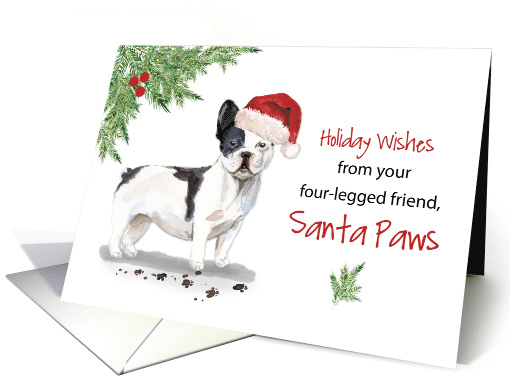French Bulldog Christmas From Dog in Funny Santa Hat card (1661576)