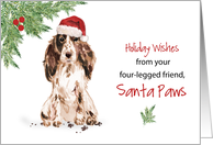 Brown Cocker Spaniel Christmas From Dog in Funny Santa Hat card