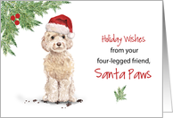Champagne Cockapoo Christmas From Dog in Funny Santa Hat card