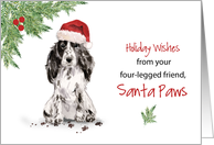 Black Cocker Spaniel Christmas From Dog in Funny Santa Hat card