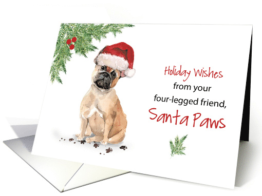 French Bulldog Christmas From Dog in Funny Santa Hat card (1661604)