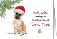 French Bulldog Christmas From Dog in Funny Santa Hat card