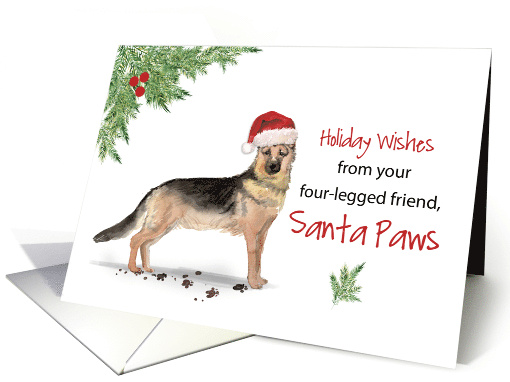 German Shepherd Christmas From Dog in Funny Santa Hat card (1661606)