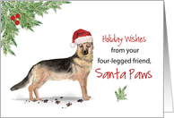 German Shepherd Christmas From Dog in Funny Santa Hat card