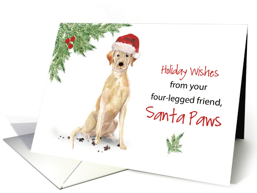 Labrador Retriever Christmas From Dog in Funny Santa Hat card