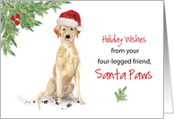 Labrador Retriever Christmas From Dog in Funny Santa Hat card