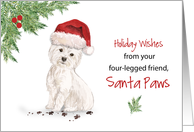 Westie Christmas From Dog in Funny Santa Hat card