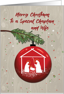 Chaplain and Wife Christmas Ornament with Manger card