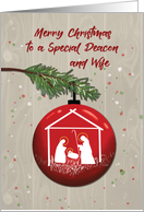 Deacon and Wife Christmas Ornament with Manger card