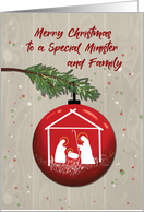 Minister and Family Christmas Ornament with Manger card