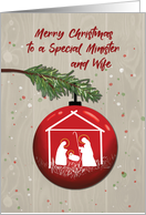 Minister and Wife Christmas Ornament with Manger card