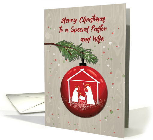 Pastor and Wife Christmas Ornament with Manger card (1661840)