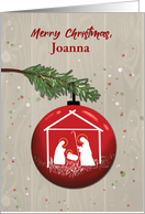 Custom Name Joanna Christmas Ornament with Manger card
