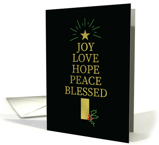 Christmas Gold Looking Word Tree on Black card (1662028)