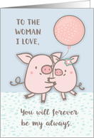 Wife Happy Anniversary Cute Pigs card