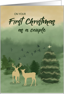 On Your First Christmas as a Couple Green Landscape with Lighted Tree card