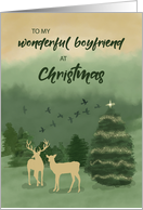 Boyfriend Christmas Green Landscape with Lighted Tree and Deer card