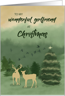 Girlfriend Christmas Green Landscape with Lighted Tree and Deer card