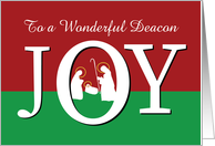 Christmas to Deacon JOY on Red and Green with Nativity card