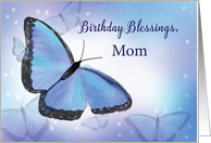 Mom Birthday Blessings Religious Butterfly Blue and Purple card