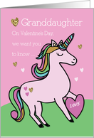 Granddaughter from Us Magical Unicorn Valentines Day card