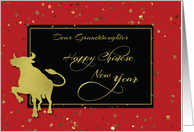 Granddaughter Chinese New Year Confetti Glitter Look Effects Ox card