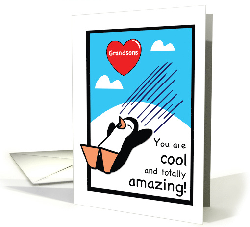All Your Grandsons Cool Valentine Penguin card (1667528)