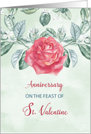 Anniversary on Valentines Day Rose Religious Feast of St. Valentine card