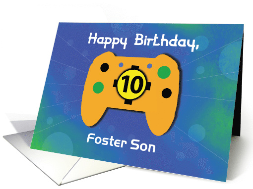 Custom Relation Foster Son 10 Year Old Birthday Gamer Controller card