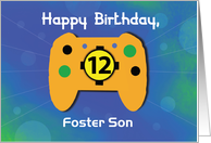 Custom Relation Foster Son 12 Year Old Birthday Gamer Controller card