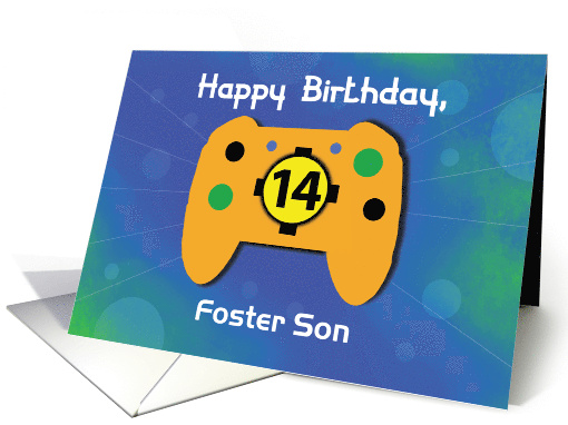 Custom Relation Foster Son 14 Year Old Birthday Gamer Controller card
