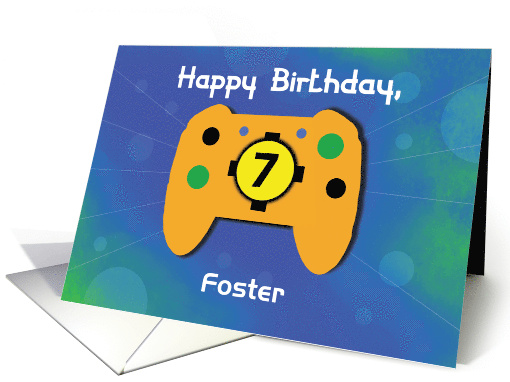 Custom Name Foster 7 Year Old Birthday Gamer Controller card (1668416)