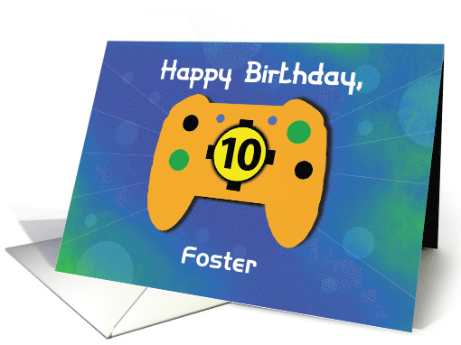 Custom Name Foster 10 Year Old Birthday Gamer Controller card