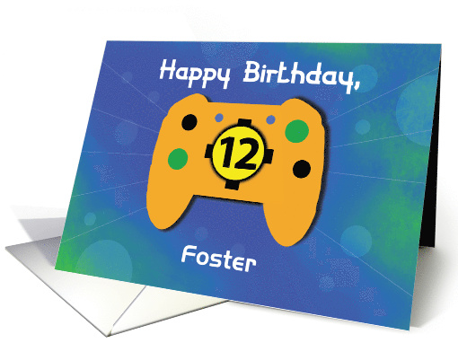 Custom Name Foster 12 Year Old Birthday Gamer Controller card