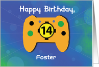 Custom Name Foster 14 Year Old Birthday Gamer Controller card