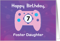 Custom Relation Foster Daughter 7 Year Old Birthday Gamer Controller card