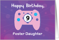 Custom Relation Foster Daughter 9 Year Old Birthday Gamer Controller card