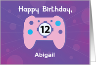 Custom Name Abigail 12 Year Old Birthday Gamer Controller card