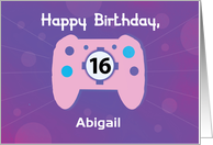Custom Name Abigail 16 Year Old Birthday Gamer Controller card