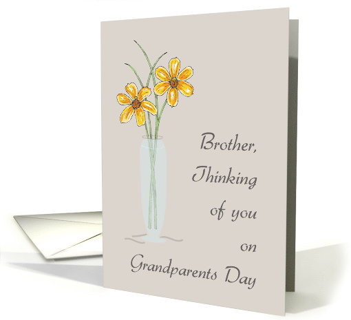 Brother Grandparents Day Thinking of You with Two Flowers in Vase card