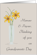 Mamaw and Papaw Grandparents Day Thinking of You with Two Flowers in V card
