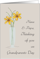 Nana and Papa Grandparents Day Thinking of You with Two Flowers in Vas card