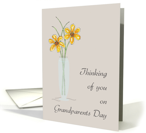 Grandparents Day Thinking of You with Two Flowers in Vase card