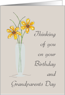 Birthday on Grandparents Day Thinking of You with Two Flowers in Vase card