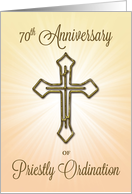 70th Anniversary of Priestly Ordination Gold Looking Cross on Starburs card