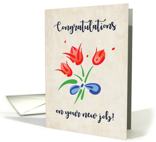 Congratulations on New Job Simple Red Flowers Bouquet card (1672232)