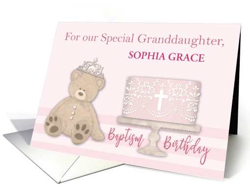 Granddaughter Baptism Birthday Custom Name Pink Cake... (1672446)