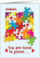 Custom Name Jackson Valentine Puzzle Love to Pieces card