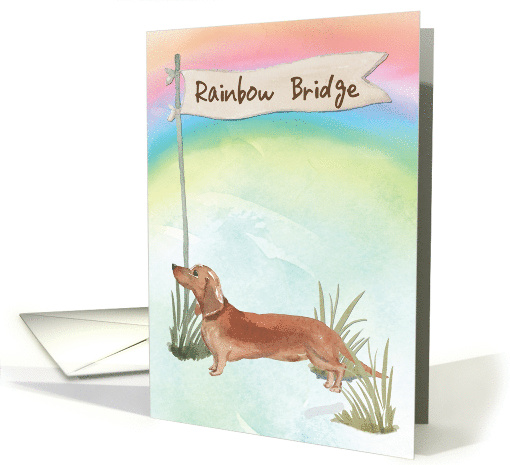 Tan Dachshund Pet Sympathy Over Rainbow Bridge card (1673938)